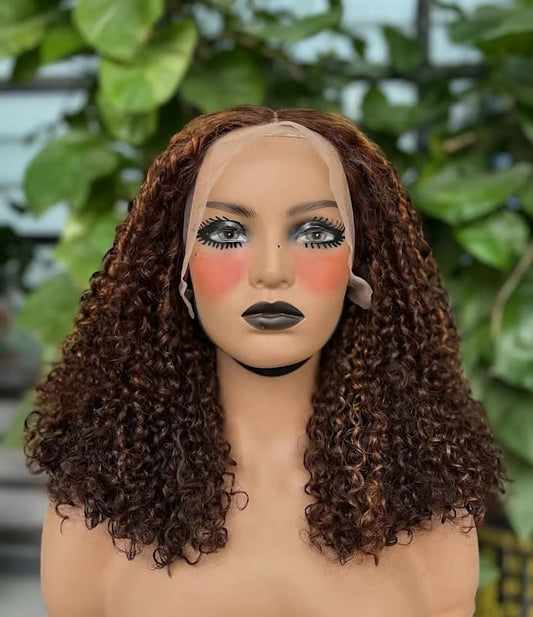 Curly Brown Ombre Wig — 100% Human Hair