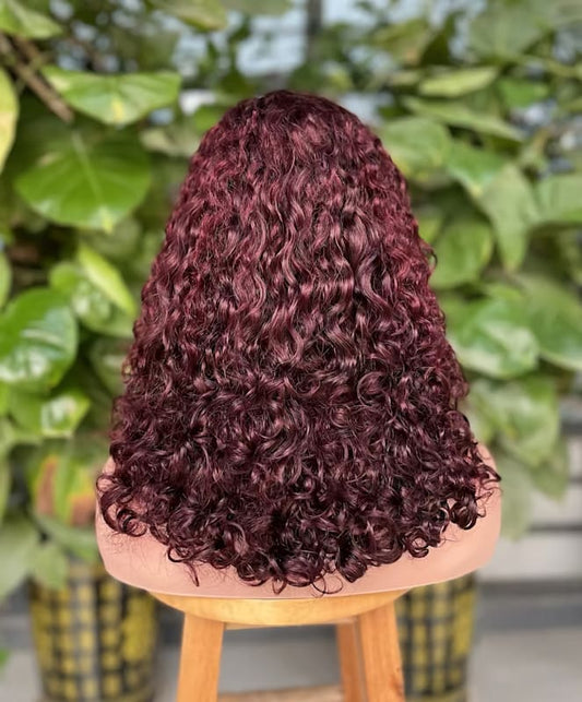 Burgundy Deep Curly Hair Bundle — 100% Virgin Human Hair